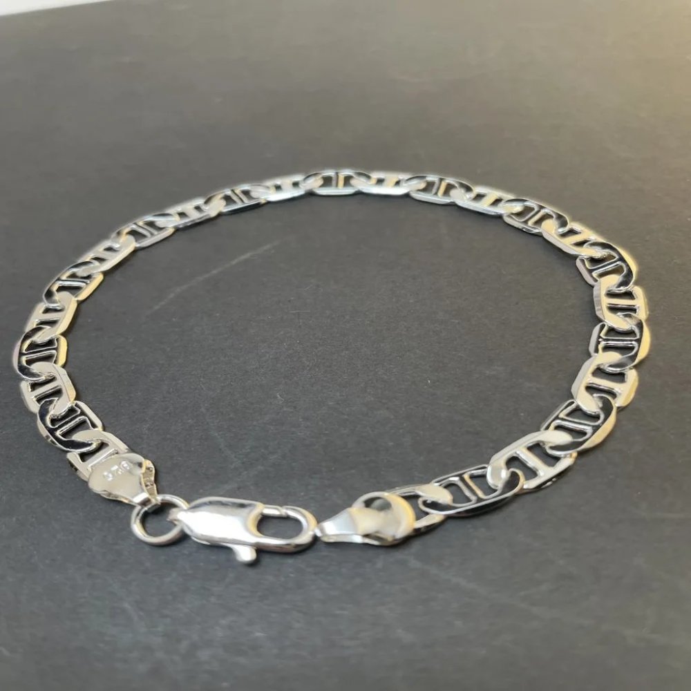 22" Mariner Link Chain and 8" Bracelet 2pc Combo .925 Sterling Silver Stamped - Picture 2 of 7